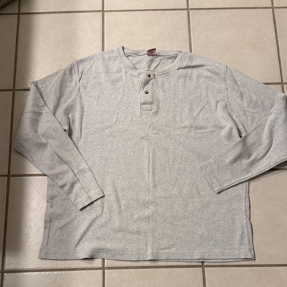 Gray Long Sleeve 100% cotton Junction West Henley Shirt